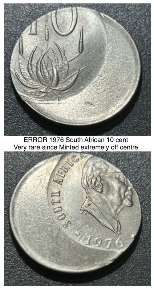 Ten Cent Rare error 1976 South Africa 10 cent coin. minted very much